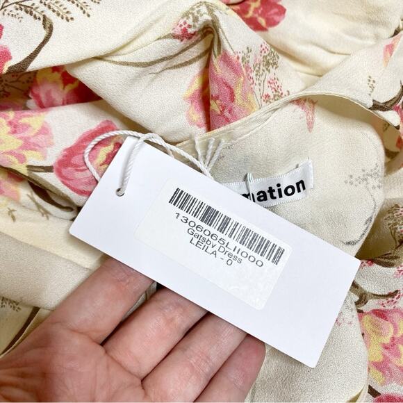 NWT Reformation Gatsby Floral Long Sleeve V Neck Dress Gown Leila Size 0 - Picture 6 of 6